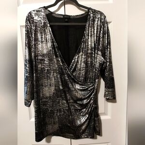 Torrid Silver and Black Blouse Size 2